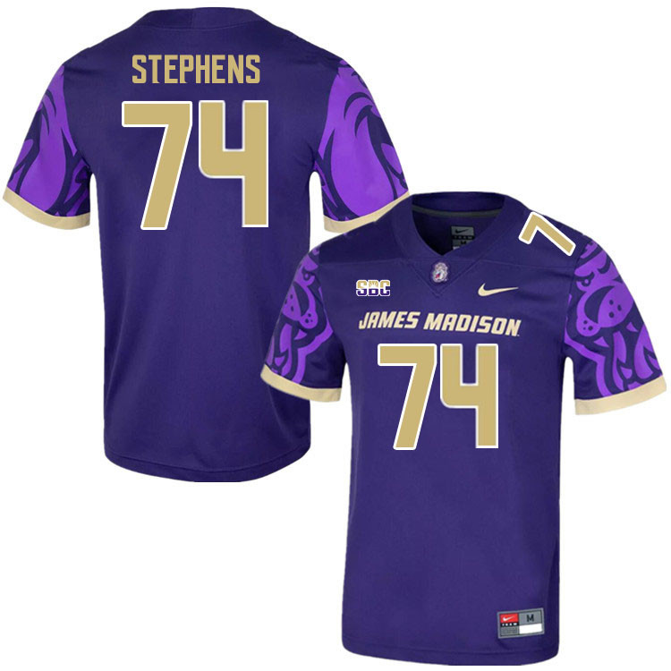 Men-Youth #74 Tyler Stephens James Madison Dukes College Football Jerseys Stitched Sale-Purple